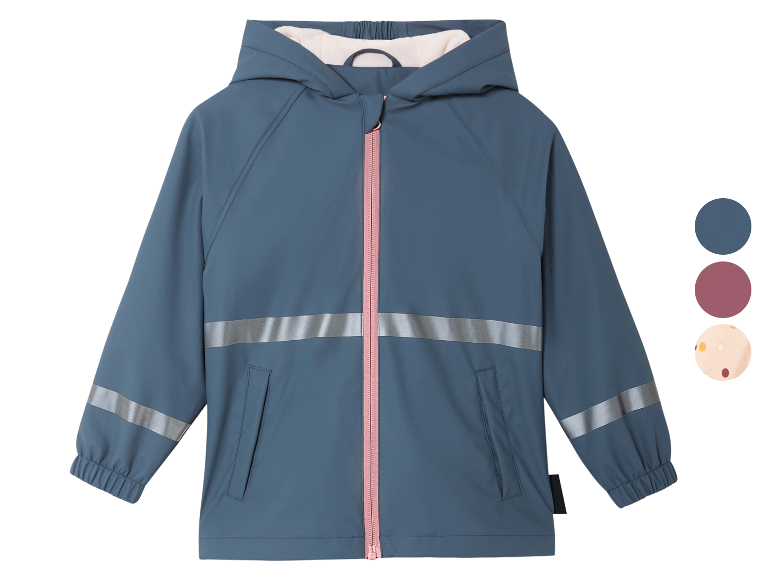Imperméable enfant bleu avec détails réfléchissants, disponible en d'autres couleurs.