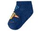 Chaussette courte bleue pour enfant avec un personnage animalier de dessin animé.