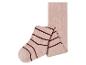 Collants bébé roses à rayures rouges et points antidérapants.
