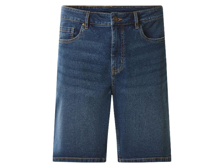 Short en jean bleu avec poches et boutons.