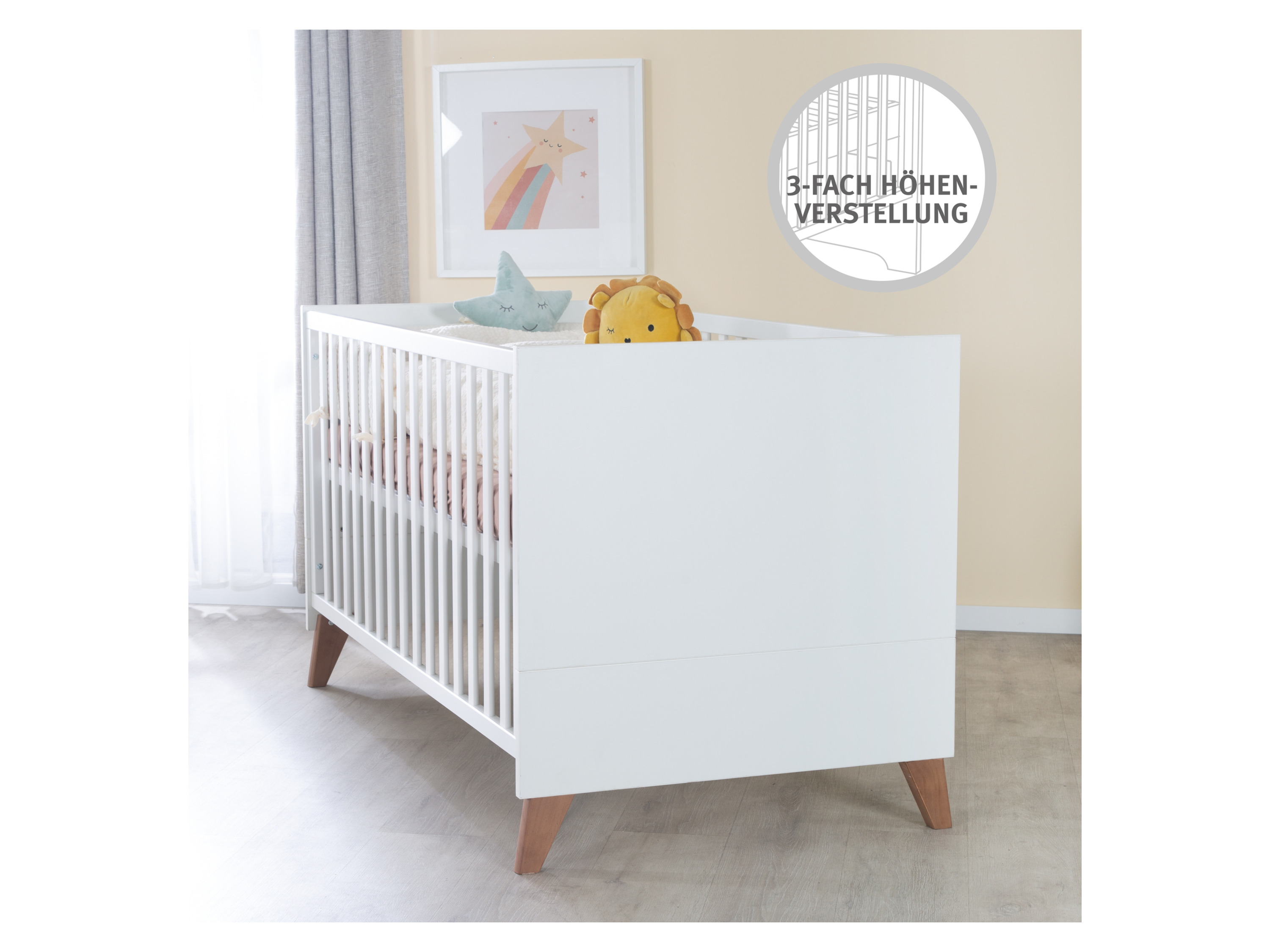 Lit bébé évolutif en lit junior 70 x 140 cm ROBA OLE / Pieds chêne massif - vue 3