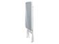 Table pliante blanche avec plateau rectangulaire.