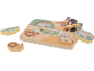 Puzzle en bois avec animaux de la savane : lion, crocodile, singe, zèbre et éléphant.