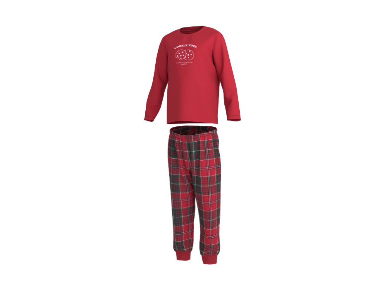 Ensemble pyjama rouge à manches longues avec pantalon à carreaux et motif 'Cookie Time'.