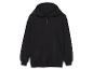 Sweat-shirt à capuche noir zippé.