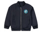 Une veste bomber bleu marine avec un imprimé de poulpe.