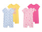 Bodies bébé à imprimé floral, glaces et un body uni jaune.