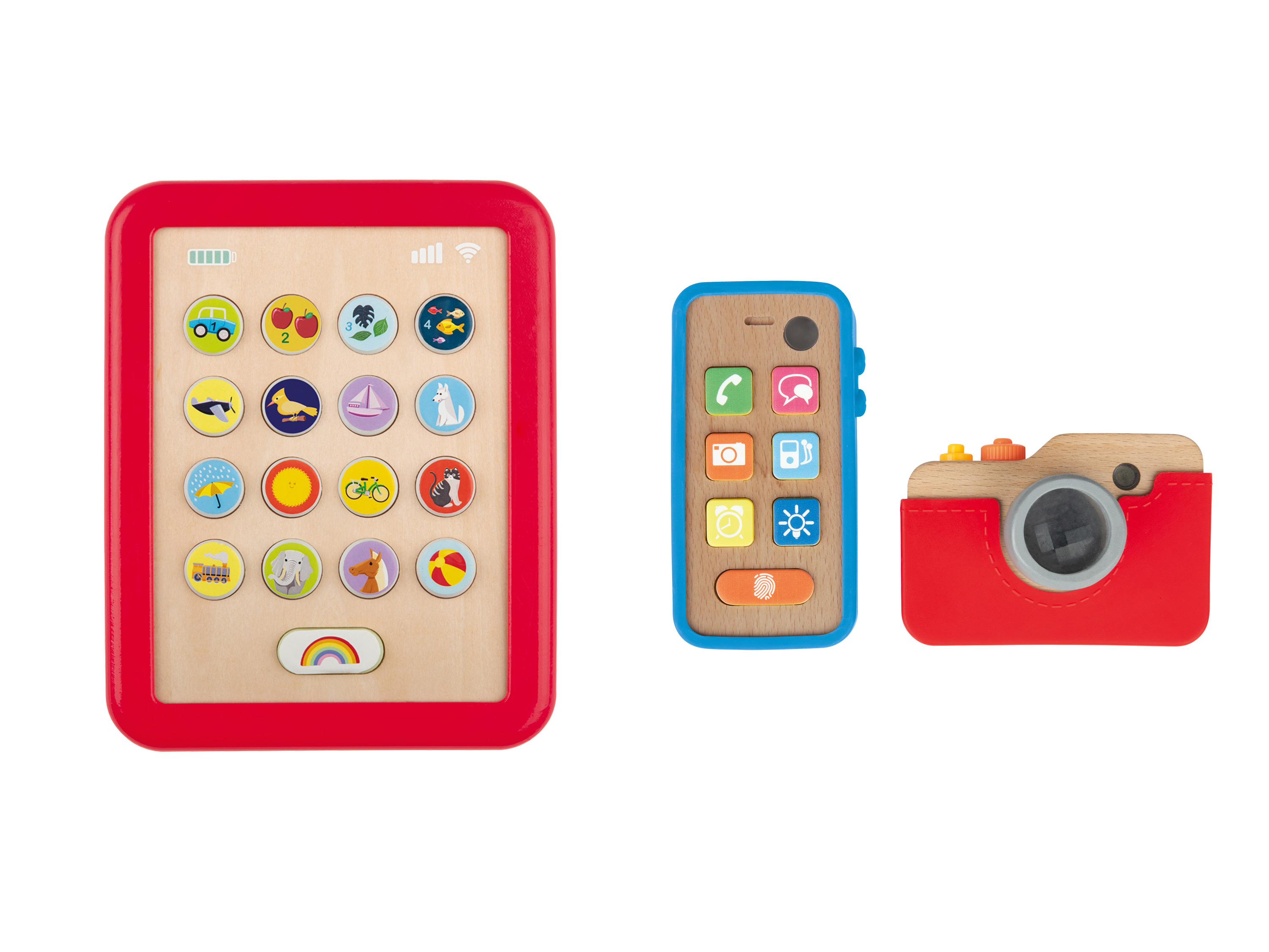 Playtive Tablette d'apprentissage ou smartphone et appareil photo en bois