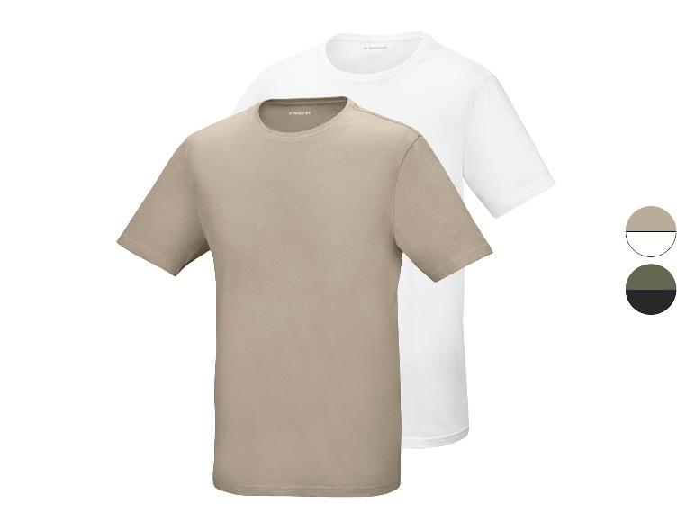 Lot de deux t-shirts à manches courtes, un beige et un blanc, avec des options de couleurs supplémentaires.