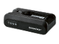 Batterie noire avec indicateur de charge et étiquette du produit.