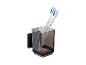 Deux brosses à dents dans un porte-brosses à dents mural moderne.