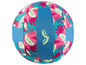 Un ballon de volley-ball bleu avec un motif de fruits tropicaux de Crivit.