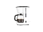 Une cafetière blanche avec une carafe en verre pleine de café.