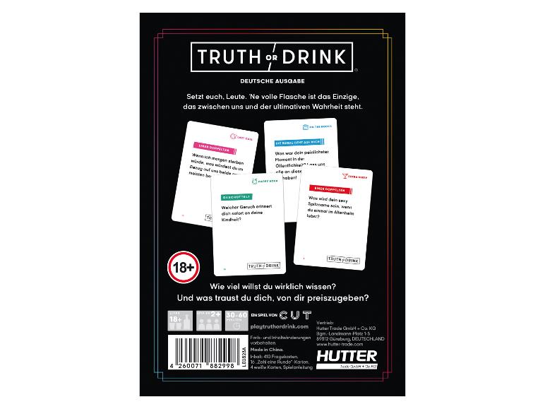 Jeu de société Truth or Drink : cartes de questions pour adultes.