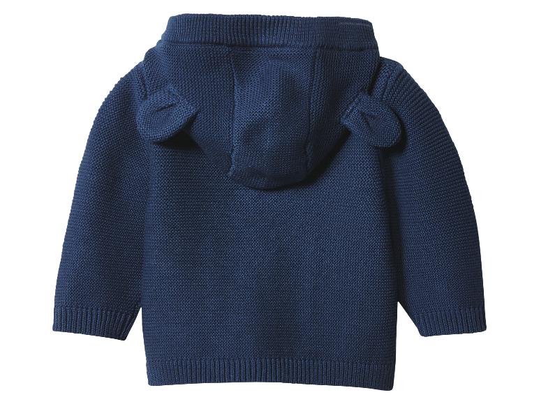 Pull tricoté bleu marine pour enfant avec capuche et oreilles d'ours.