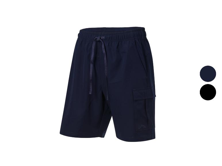 Shorts cargo à cordon de serrage, disponibles en bleu marine et noir.