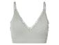 Soutien-gorge vert clair côtelé avec dentelle.