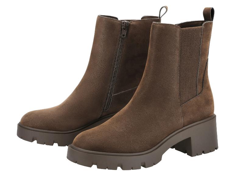 Bottines marron pour femme avec fermeture éclair et semelle épaisse