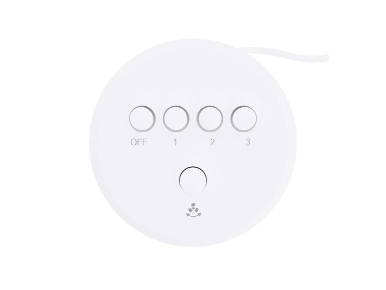 Contrôle de ventilateur avec 3 vitesses et bouton marche/arrêt.