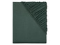 Un drap housse vert foncé avec élastique.