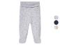 Leggings grises pour bébé avec pieds, disponibles en plusieurs couleurs et imprimés.