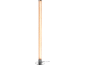 Lampadaire colonne à paillettes dorées avec base chromée et câble noir.