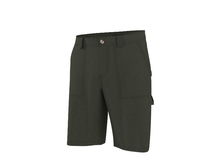 Short de travail vert foncé avec poches latérales et un bouton à la taille.