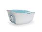 Bac à litière blanc et bleu avec l'inscription 'Cat Toilet Smart Cat'.