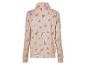Pull beige à manches longues avec un motif floral abstrait.