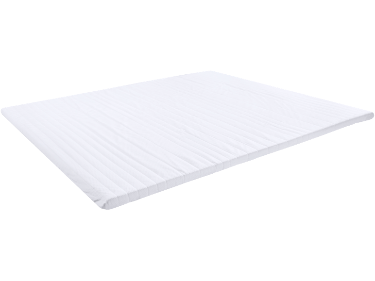 Surmatelas ou matelas blanc à rayures.