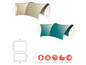 Deux toiles de tente pour le camping, une beige et une turquoise.