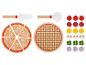 Ensemble de jeu de pizza en bois avec garnitures et outils de service.