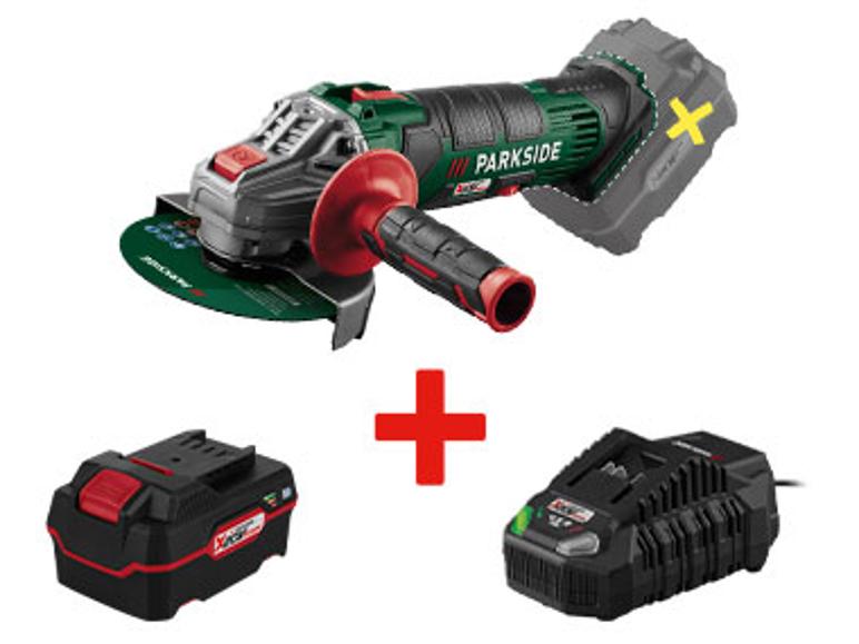 Meuleuse d'angle Parkside avec batterie et chargeur.