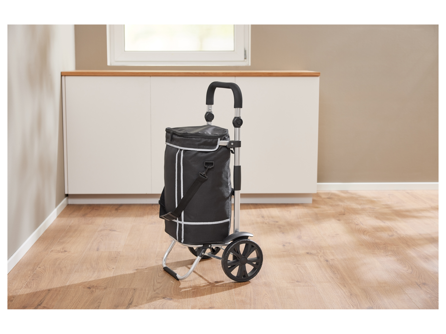 Chariot De Courses Pliable Gris 35 L - Cadre Acier, Tissu 600D, Roues 15 Cm, 1,7 Kg, Pour Marché Et Shopping - 8