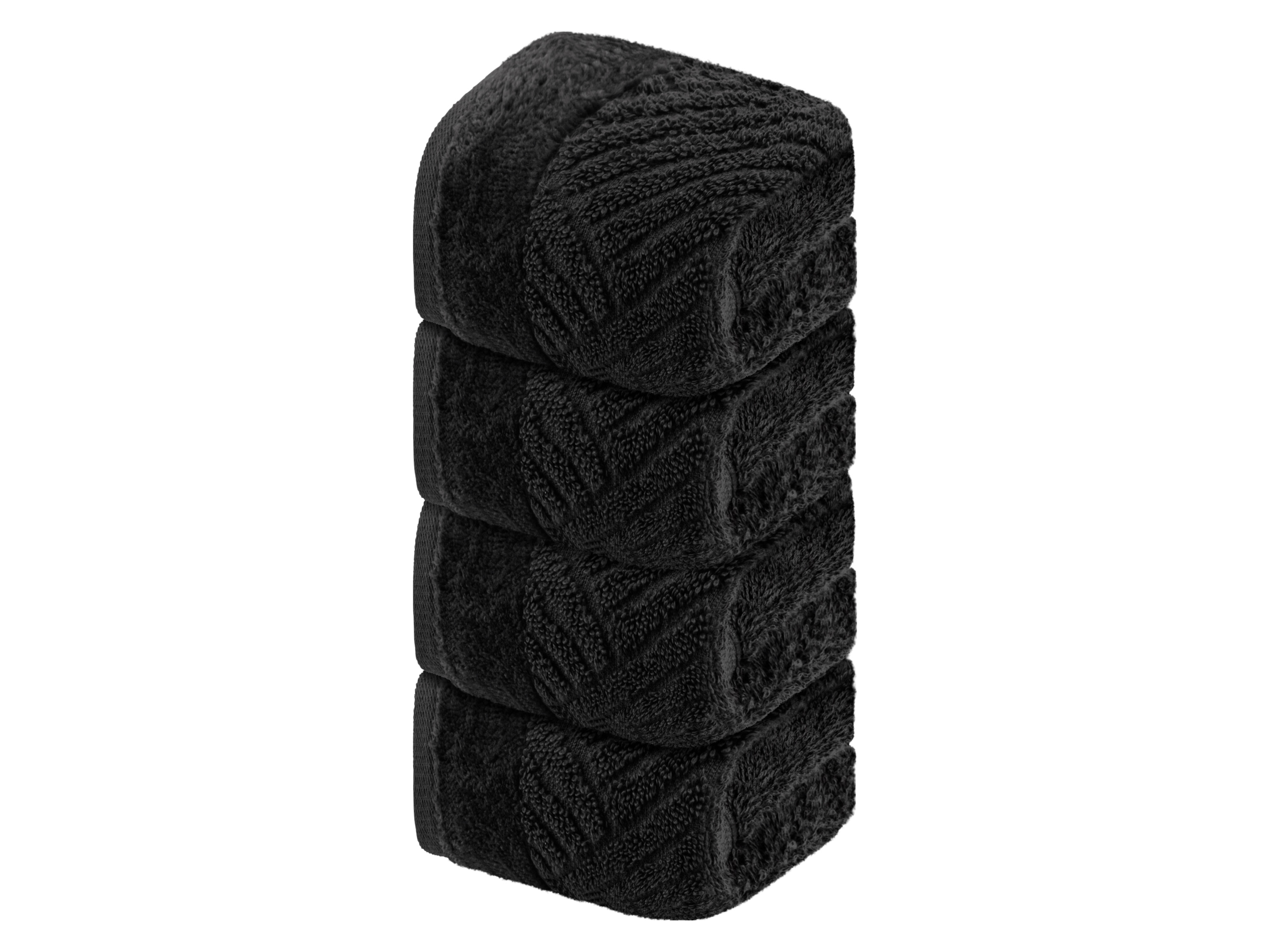 LIVARNO home Lot de 4 serviettes invité en éponge, 30 x 50 cm (noir)