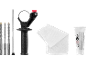 Forets, poignée, chiffon de nettoyage et graisse lubrifiante pour outils.
