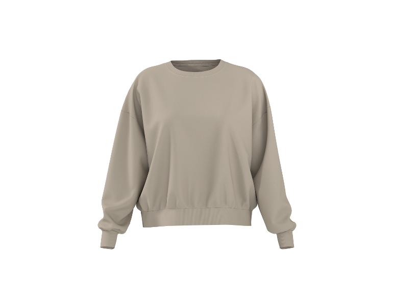 Sweat-shirt beige uni à manches longues et col rond.
