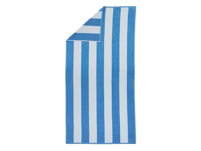 Serviette de plage rayée bleue et blanche