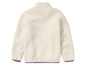 Une veste polaire blanche avec des détails violets.