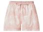 Short de pyjama femme à motif feuilles de palmier roses et cordon de serrage à la taille.