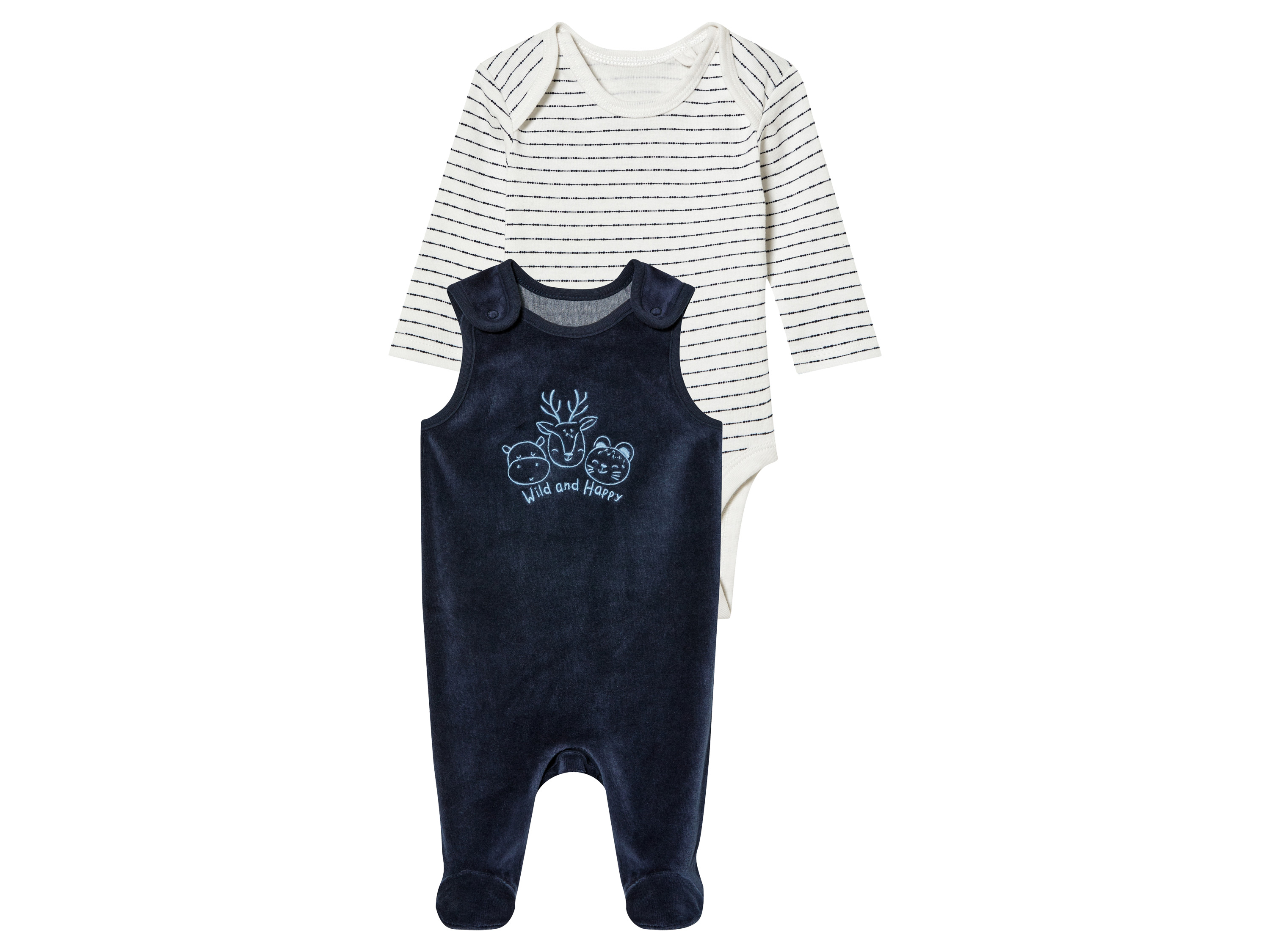 lupilu® Ensemble bébé (62/68, rayures blanc/marine)