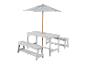 Table de pique-nique et bancs pour enfants avec parasol gris à étoiles blanches