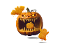 Nuggets de poulet d'Halloween en formes effrayantes avec une citrouille.