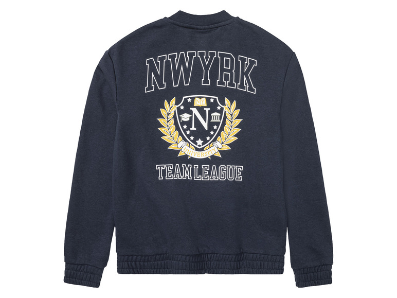 Un sweat-shirt bleu marine avec l'inscription 'Nwyrk Team League'.