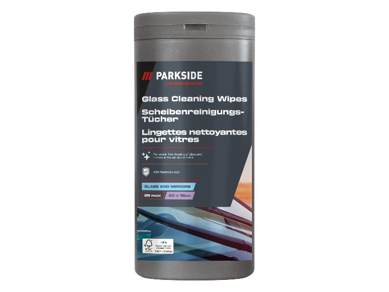 Lingettes nettoyantes pour vitres pour un nettoyage sans traces des vitres et miroirs, 25 pièces, 20x18cm.