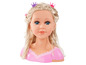 Une poupée avec de longs cheveux blonds et une robe rose, idéale pour les enfants.