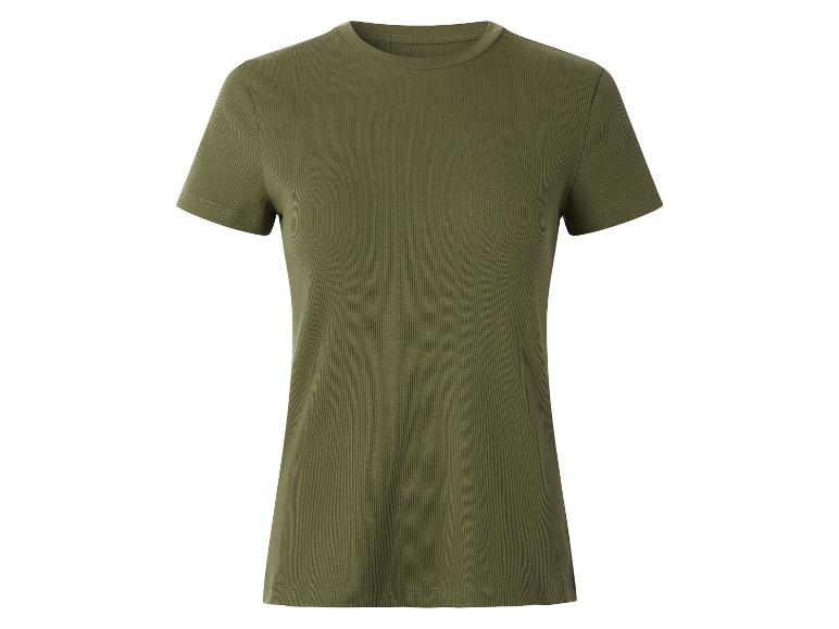 T-shirt côtelé vert olive à manches courtes