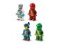 Quatre figurines LEGO Ninjago : Zane, Kai, Nya et Lloyd, dans leurs tenues Prime Empire.