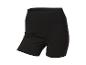 Short de sport noir taille haute avec coutures visibles.