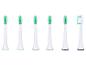 Six têtes de brosse à dents blanches interchangeables avec des poils verts et bleus